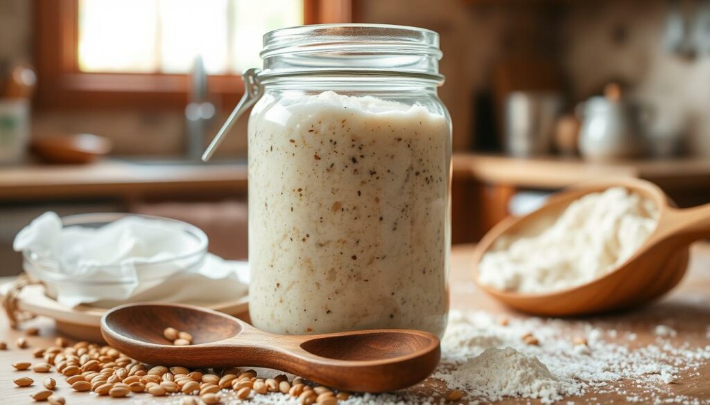 Sourdough bread ingredients.